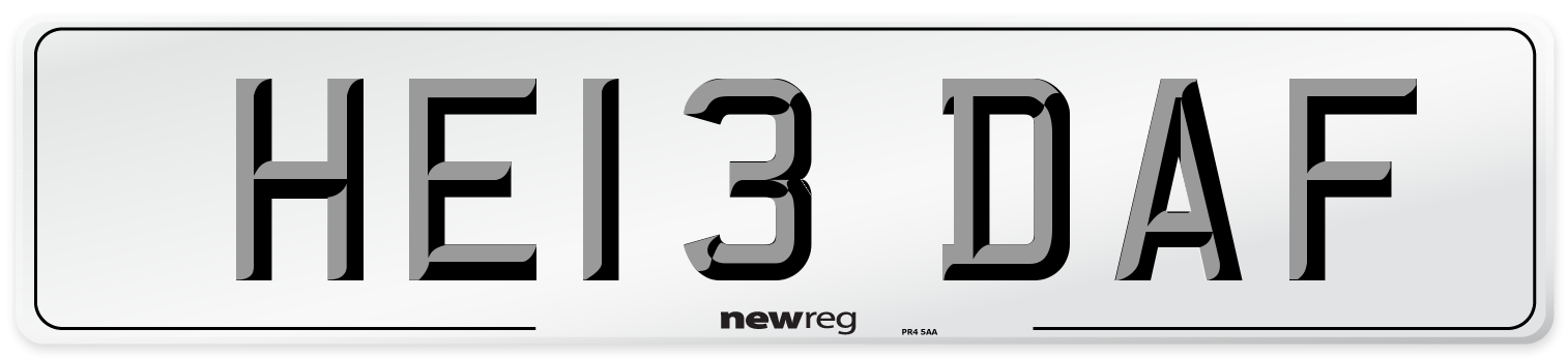 HE13 DAF Number Plate from New Reg